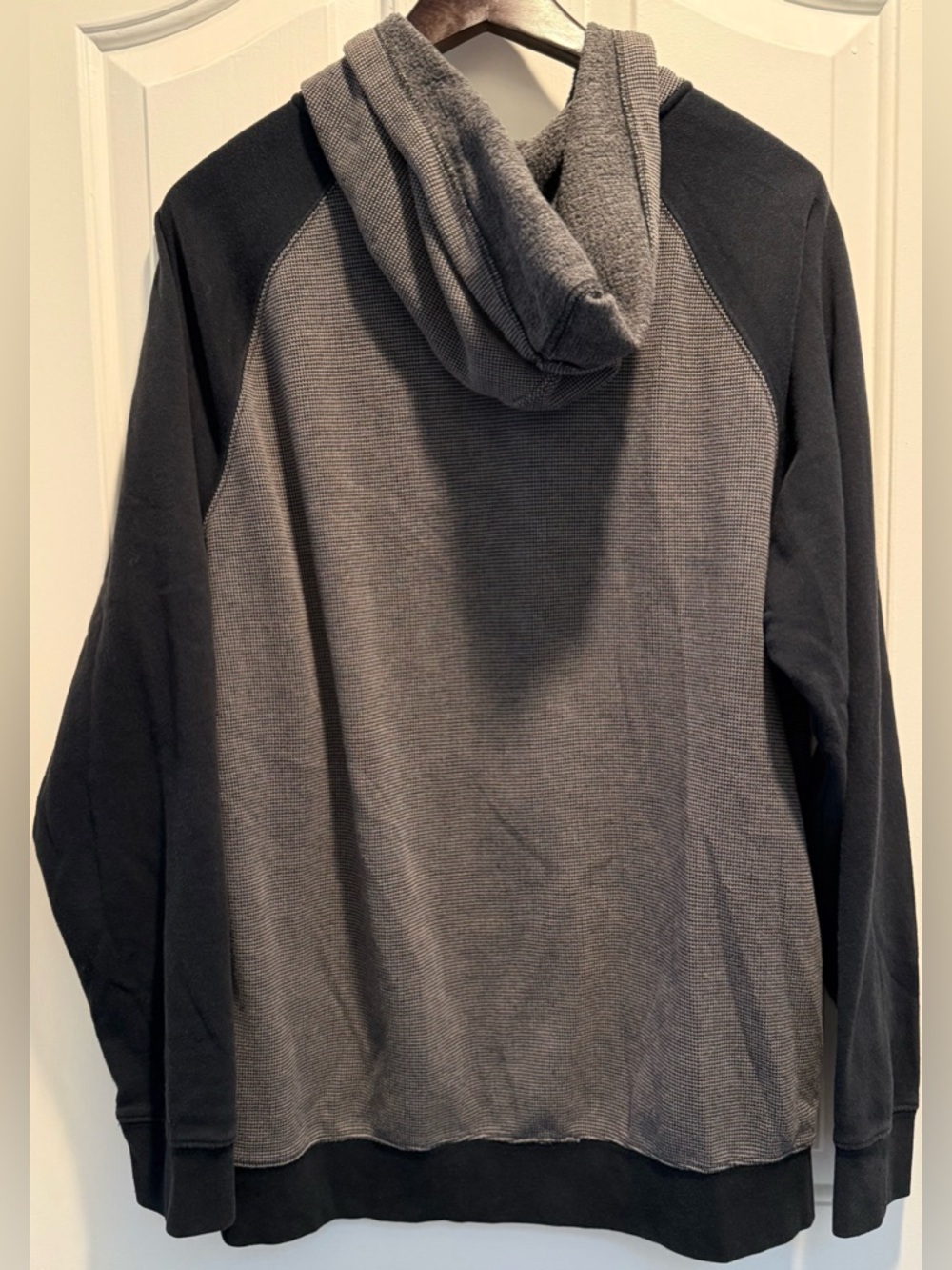 Vans Full Zip Hoodie Mens L Gray Black Logo Waffle Thermal Streetwear 🛹 - Picture 5 of 16